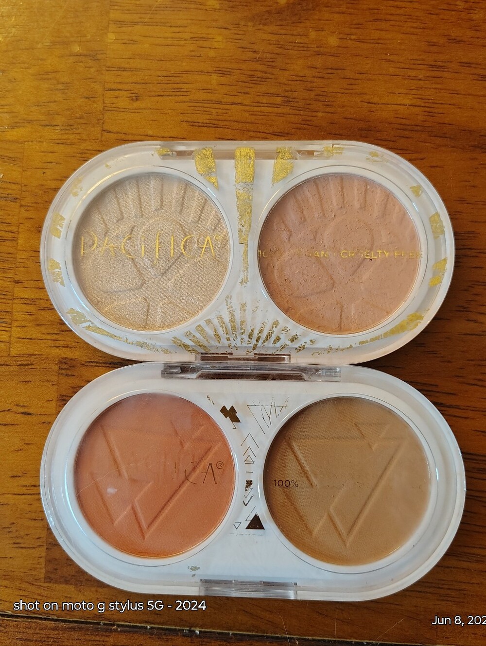 Two NWOB Pacifica Bronzer & Highlight Palette - Champagne Shimmer & Warm Tan